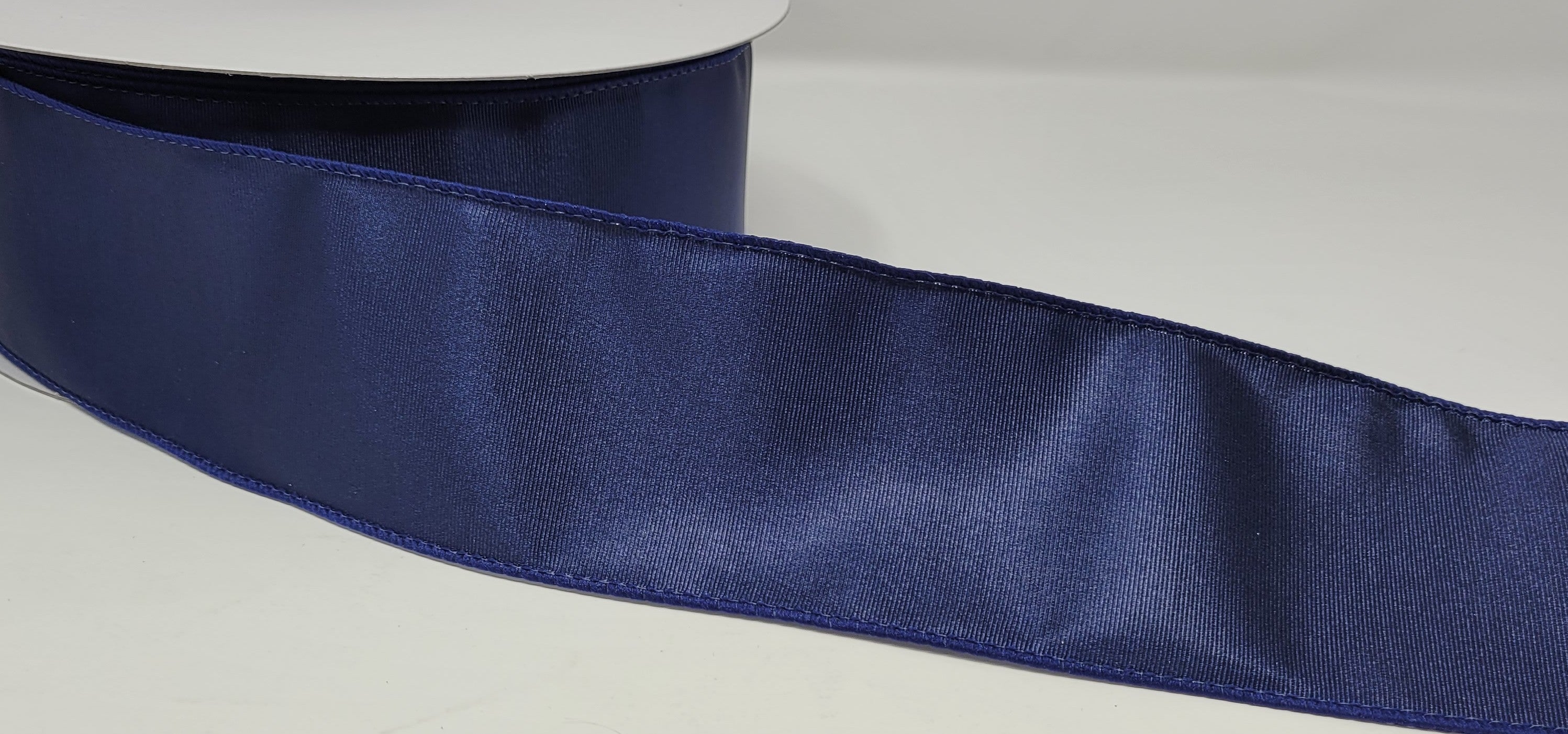 50 Yards - 2.5” Wired Navy Blue Ribbed Satin Ribbon – foxwreathsupplies