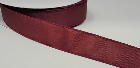 50 Yards - 1.5” Wired Burgundy Ribbed Satin Ribbon