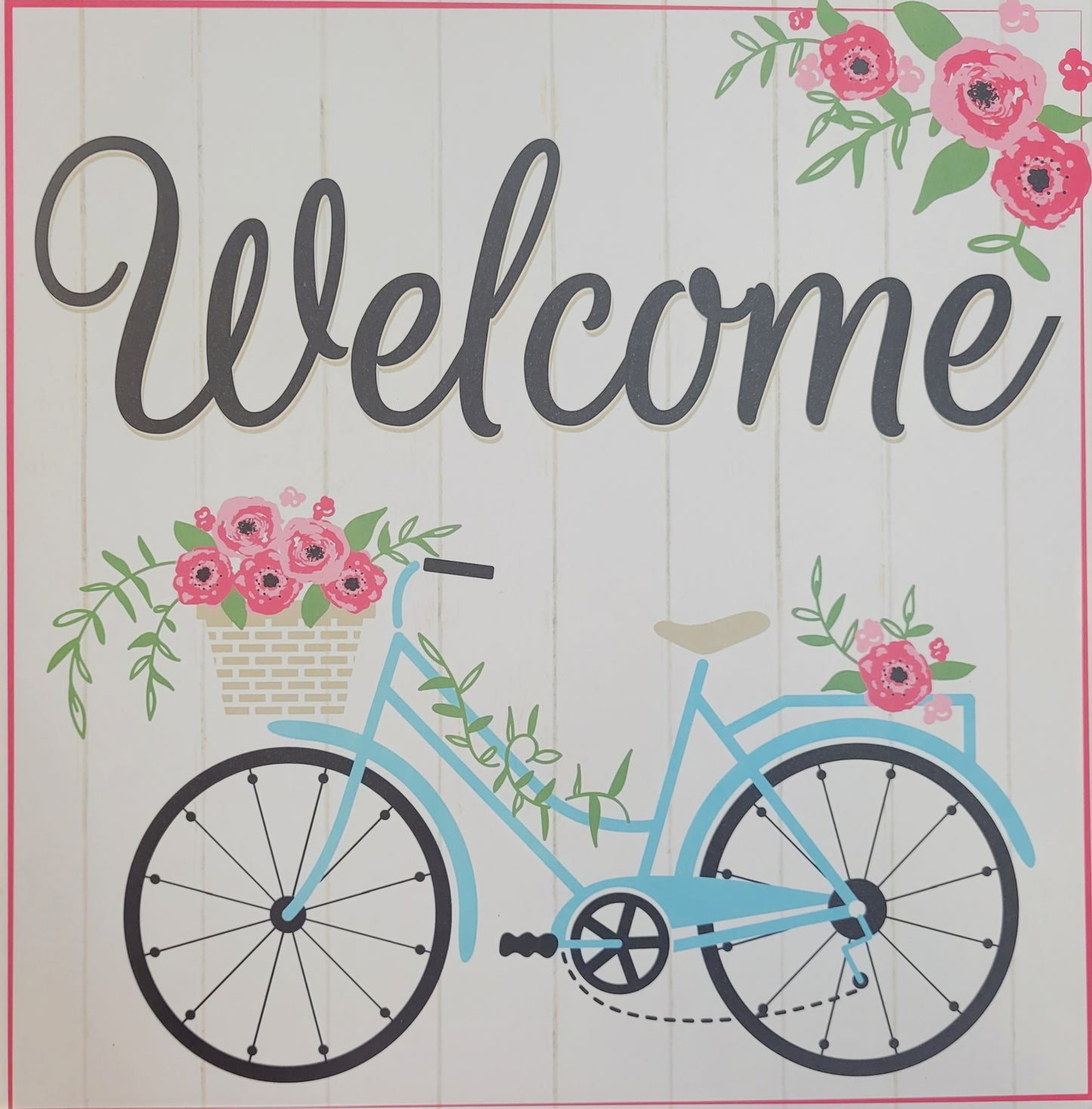 10" Square Welcome Bicycle Wreath Sign