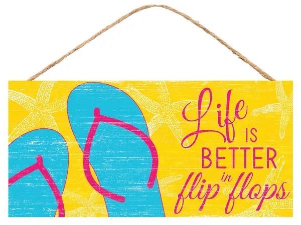 12.5"L x 6"H Life Is Better/Flip Flops Wreath Sign