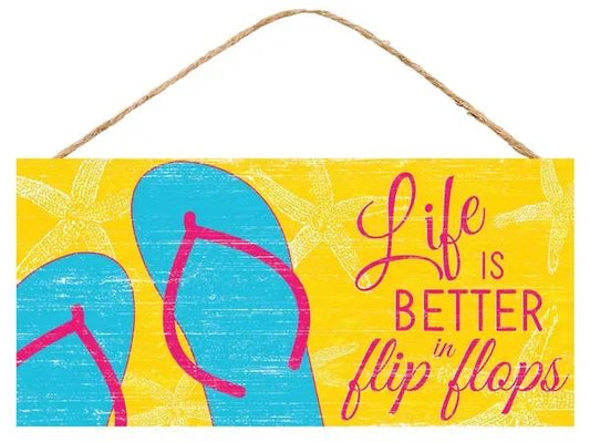 12.5"L x 6"H Life Is Better/Flip Flops Wreath Sign