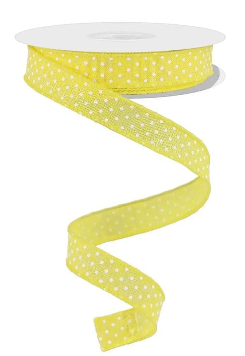 Wired Yellow and White Raised Swiss Dot Ribbon-5/8”x10 Yards