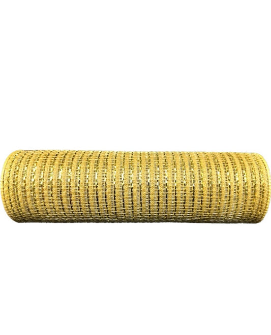 Holiday with Gold Stripes Breeze Metallic Mesh- 10”x10 Yards