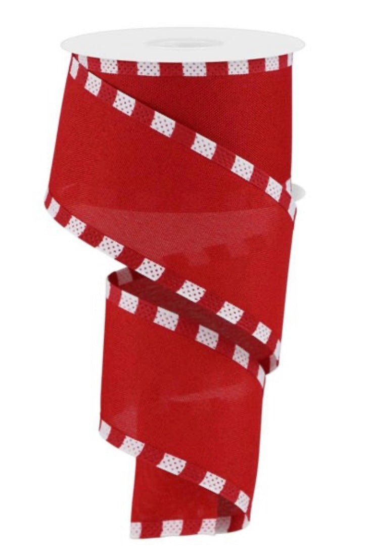 Wired Red and White Faux Royal Burlap Stripe Ribbon- 2.5”x10 Yards