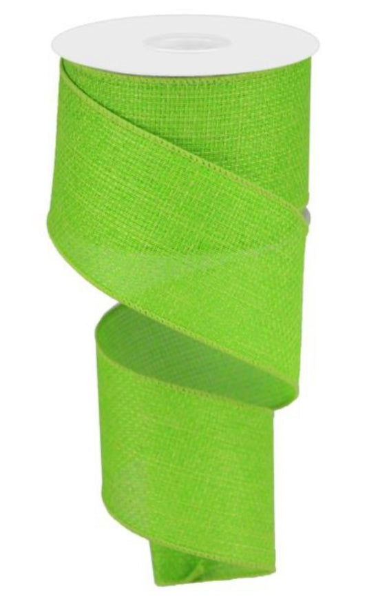 10 Yards - 2.5” Wired Lime Green Cross Royal Burlap Ribbon