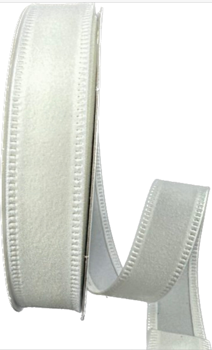 Wired White Velvet Ribbon-7/8”x10 Yards