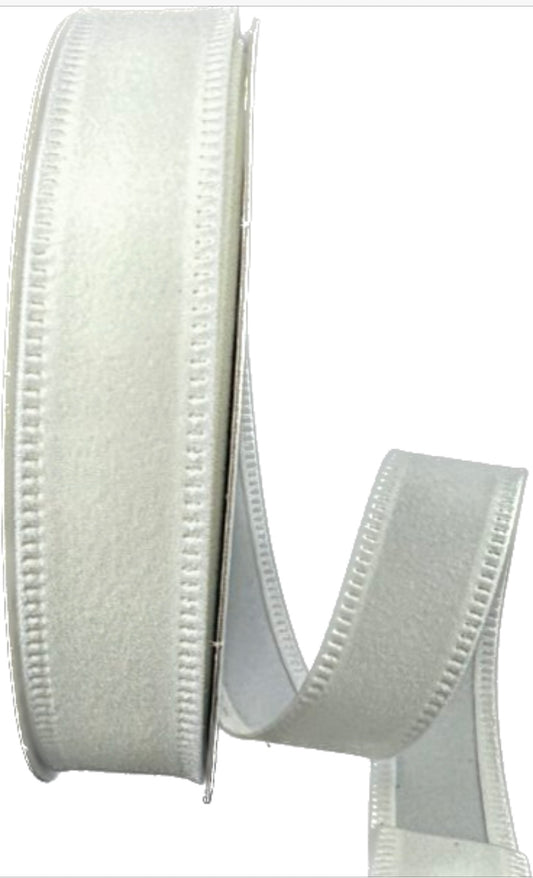 Wired White Velvet Ribbon-7/8”x10 Yards