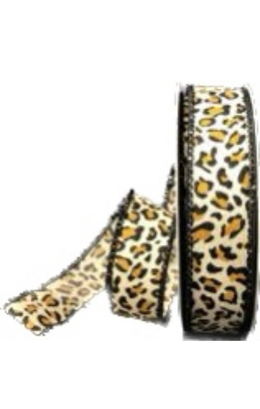 Wired Cheetah Leopard Animal Print Ribbon- 7/8”x10 Yards