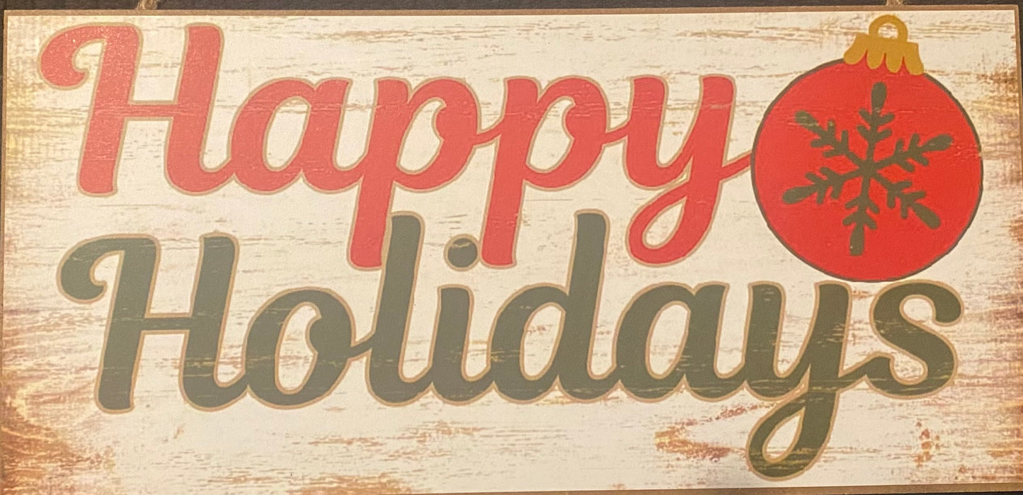 12.5”x6” Happy Holidays Wreath Sign