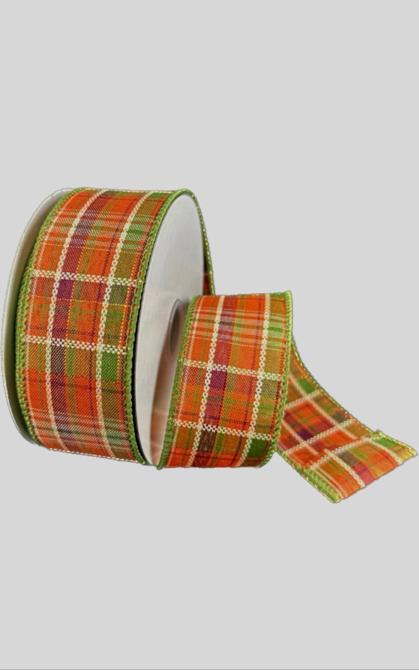 Wired Fall Laurel Homespun Plaid Ribbon- 1.5”x10 Yards