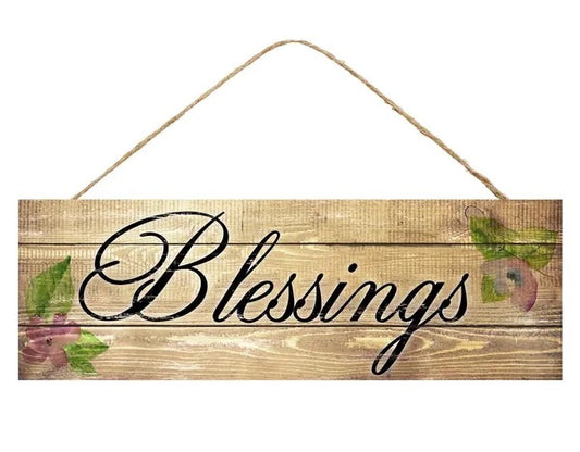 15"L x 5"H Blessings Floral Sign