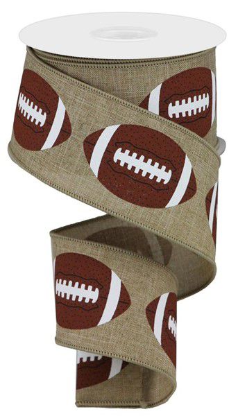 10 Yards - 2.5” Wired Natural Football Ribbon