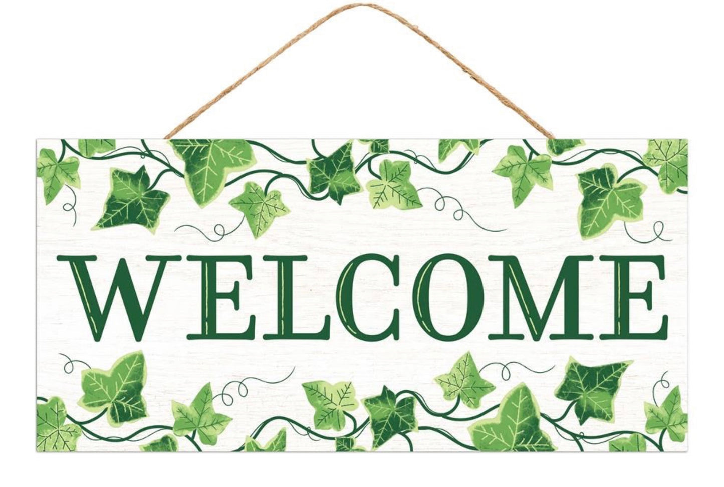 12.5”x6” Welcome Ivy Wreath Sign