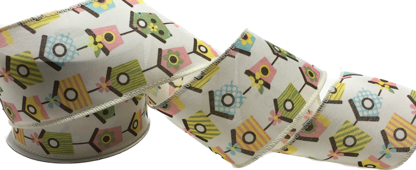 10 Yards - 2.5” Wired Birdhouse Ribbon