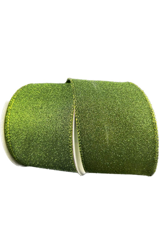 Wired Christmas Green Glitter Ribbon- 2.5”x10 Yards