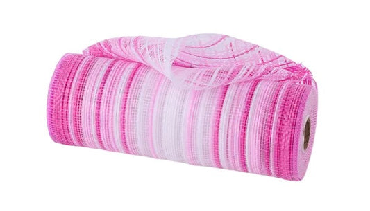 Pink Fuchsia White Vertical Ombre Stripe Mesh- 10”x10 Yards