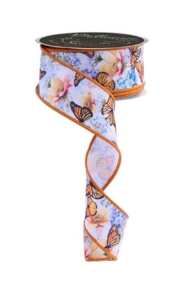 Wired Spring Butterfly Ribbon- 1.5”x 10 Yards