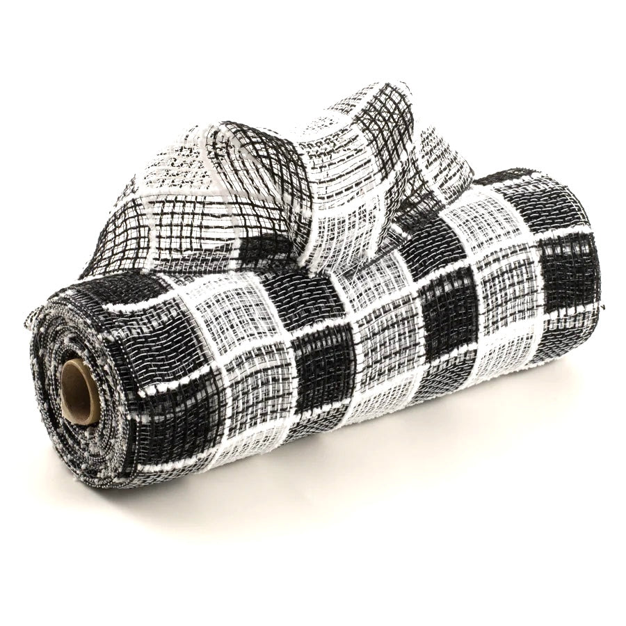 10”x 10 Yards Black and White Snow Check Mesh