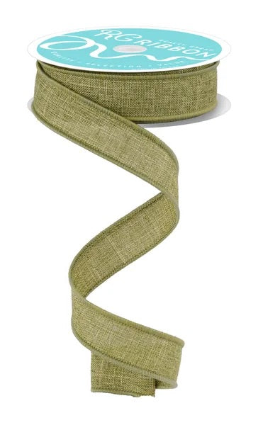 Wired Fern Green Royal Burlap Linen Ribbon-7/8”x10 Yards