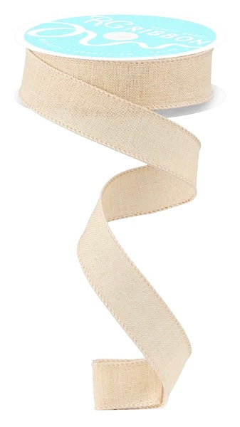 Wired Cream Royal Burlap Linen Ribbon-7/8”x10 Yards