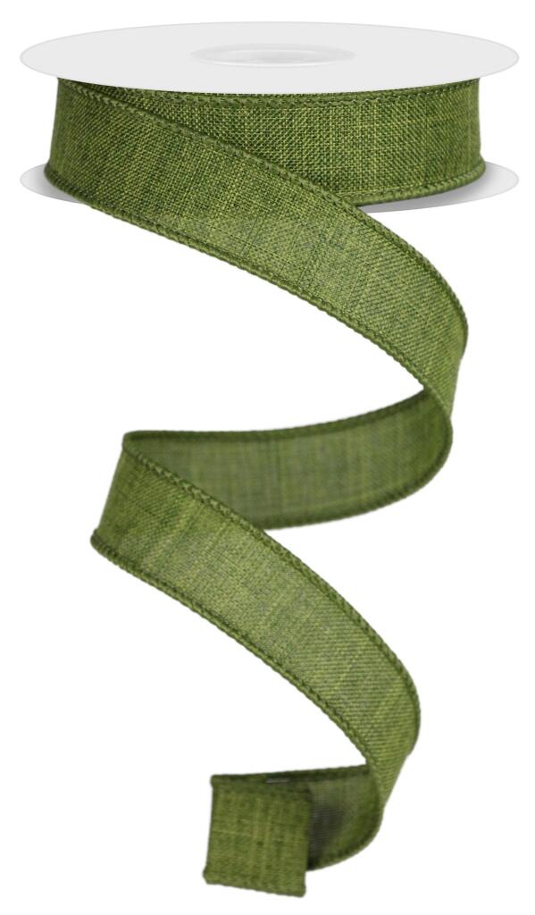 10 Yards- 7/8” Wired Seamoss Green Royal Burlap Ribbon