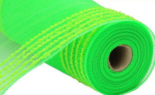 Lime Green Drift Border Stripe Mesh- 10.5”x10 Yards