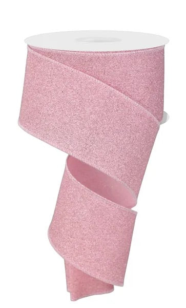 Wired Pink Fine Glitter on Royal Ribbon- 2.5”x10 Yards