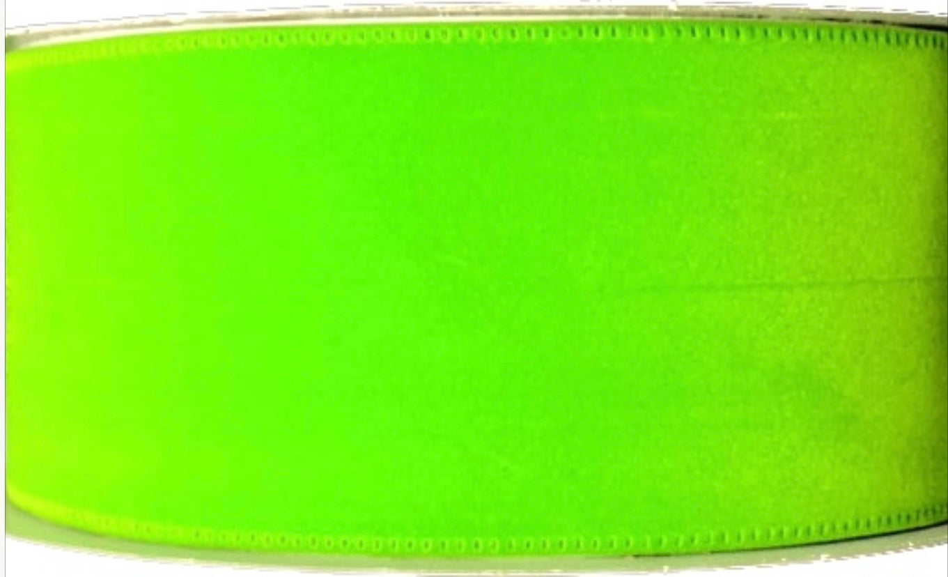 Wired Lime Green Velvet Christmas Ribbon- 2.5”x50 Yards