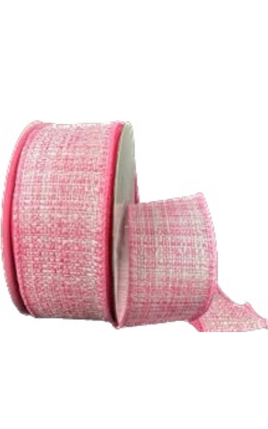 Wired Pink Embellished Tweed Ribbon-1.5”x10 Yards