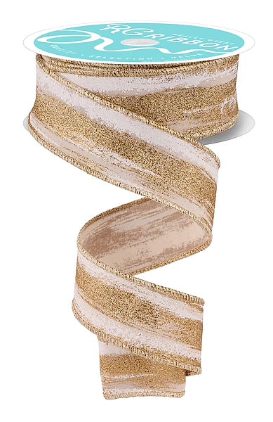 Wired Glitter Paint Strokes Ribbon- 1.5”x10 Yards