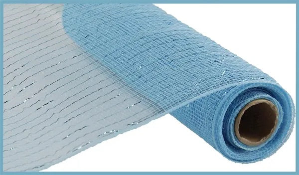 Turquoise with Turquoise Foil Metallic Mesh- 10”x10 Yards