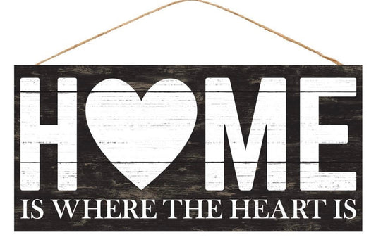 12.5”x6” Home is Where the Heart Is Wreath Sign