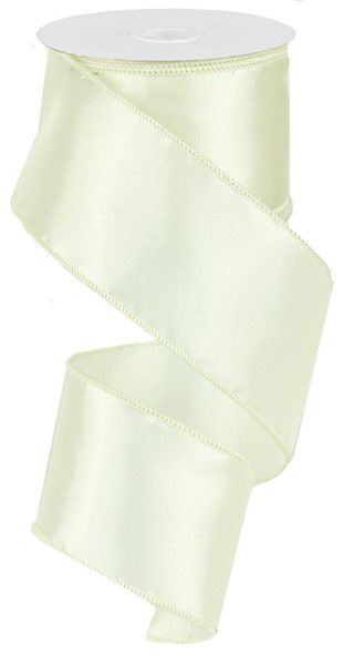 10 Yards - 2.5” Wired Ivory Satin Ribbon