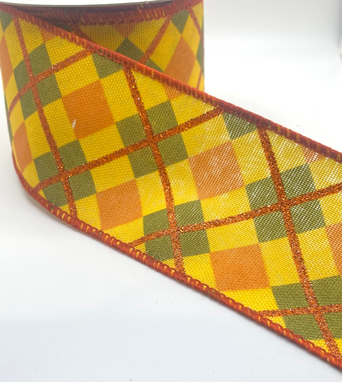 10 Yards - 2.5" Wired Fall Colors Georgina Plaid Ribbon