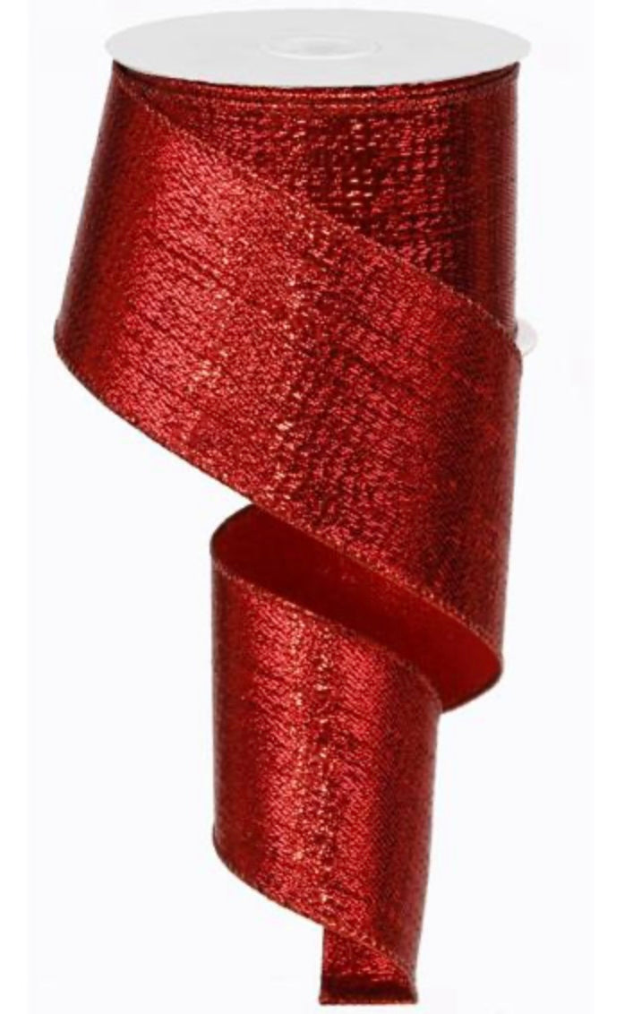 10 Yards - 2.5" Wired Red Metallic Ribbon