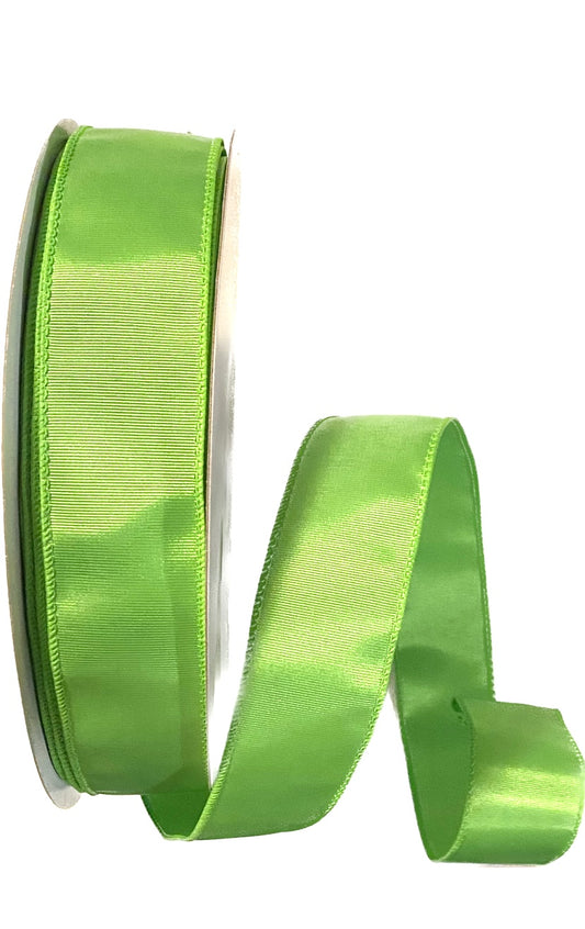 50 Yards - 1.5” Wired Lime Ribbed Satin Ribbon