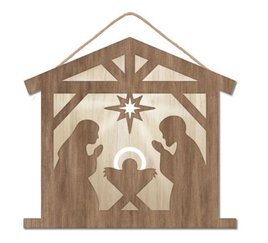 10.5”x9.5” Nativity Wreath Sign