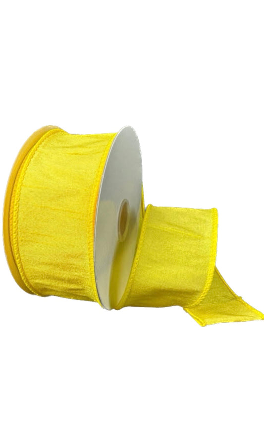 Wired Daffodil Faux Dupioni Ribbon- 1.5”x10 Yards