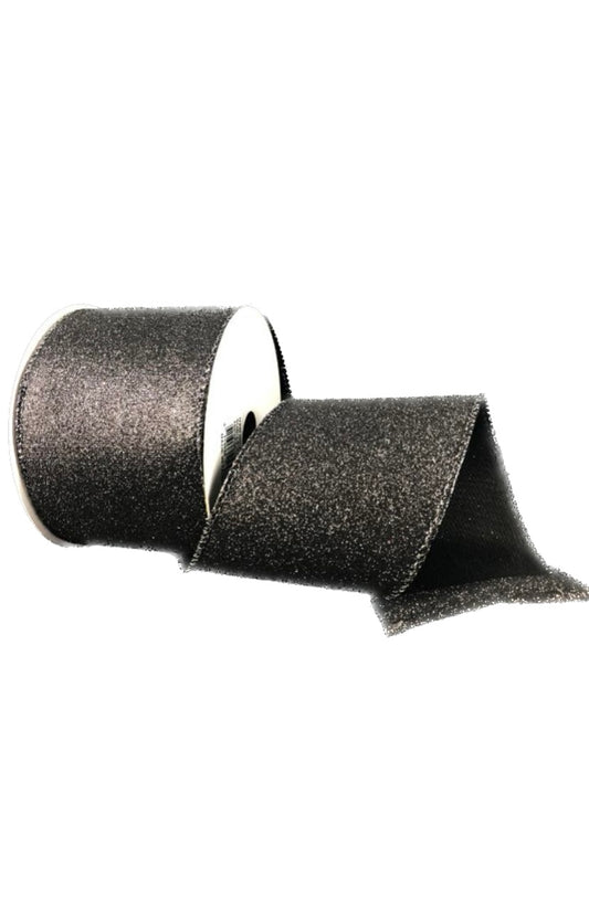 Wired Black Glitter Ribbon- 2.5”x10 Yards