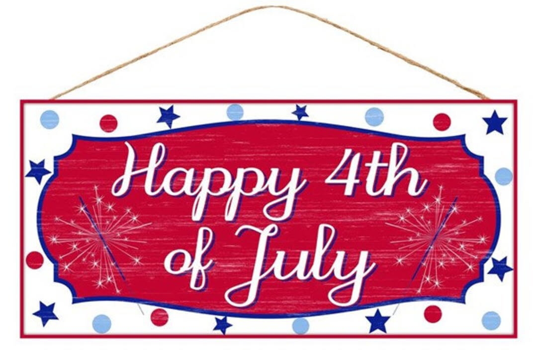 12.5"L x 6"H Happy Fourth of July Wreath Sign