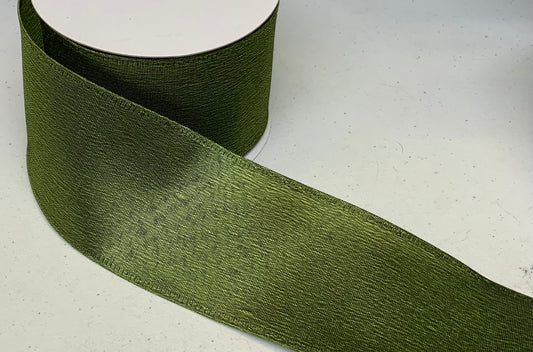 Wired Moss Satin Ribbon- 2.5”x10 Yards