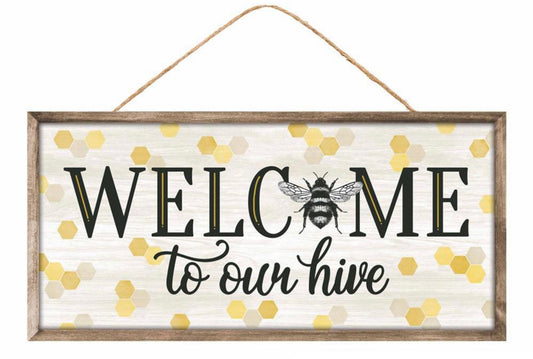 12.5”x6” Welcome to our Hive Bumblebee Wreath Sign