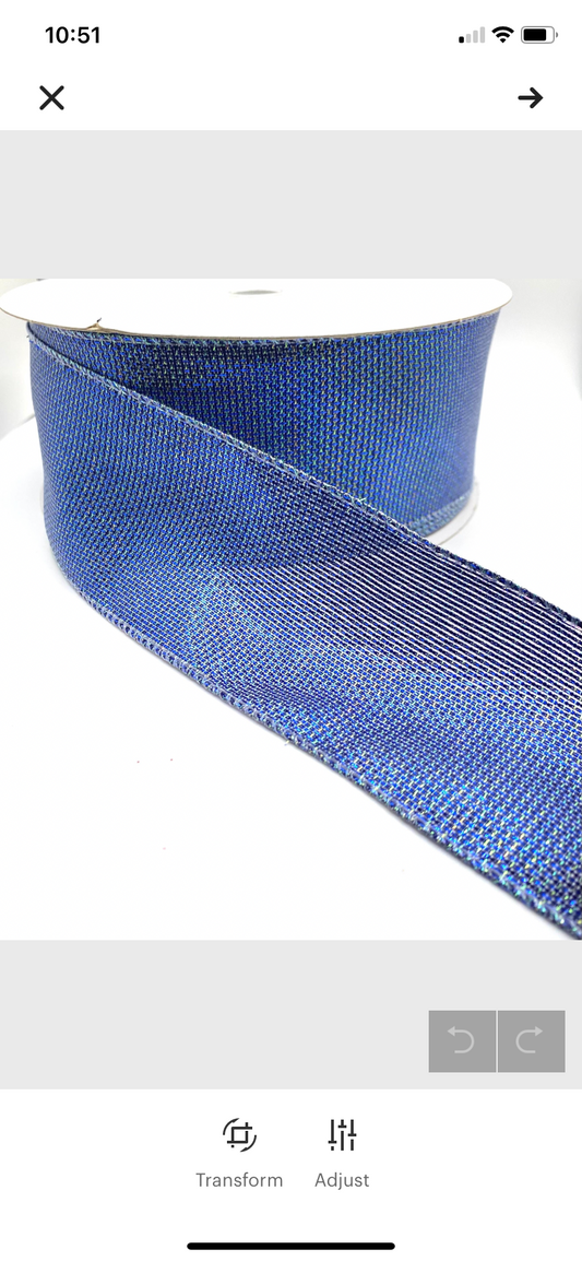 50 Yards - 2.5” Wired Blue Irid Galaxy Metallic Ribbon