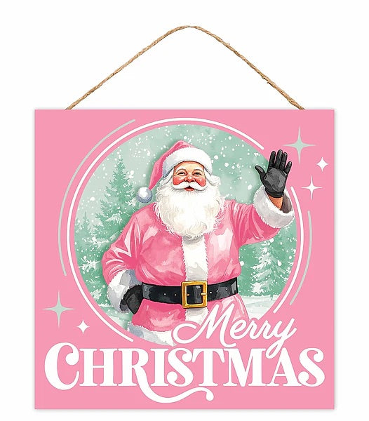 10” Square Merry Christmas Wreath Signs