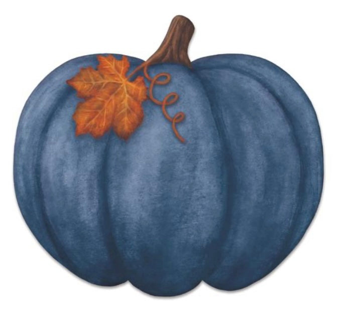 12” Metal Embossed Blue Pumpkin Wreath Sign