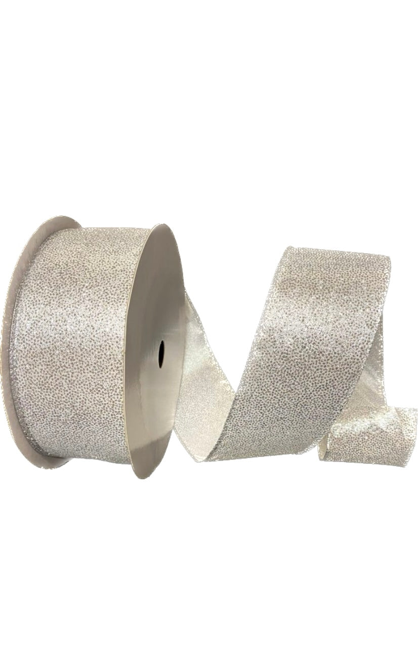 50 Yards-2.5” Silver Satin with Silver Glitter Ribbon
