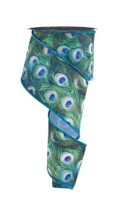 Wired Peacock Ribbon- 2.5”x10 Yards