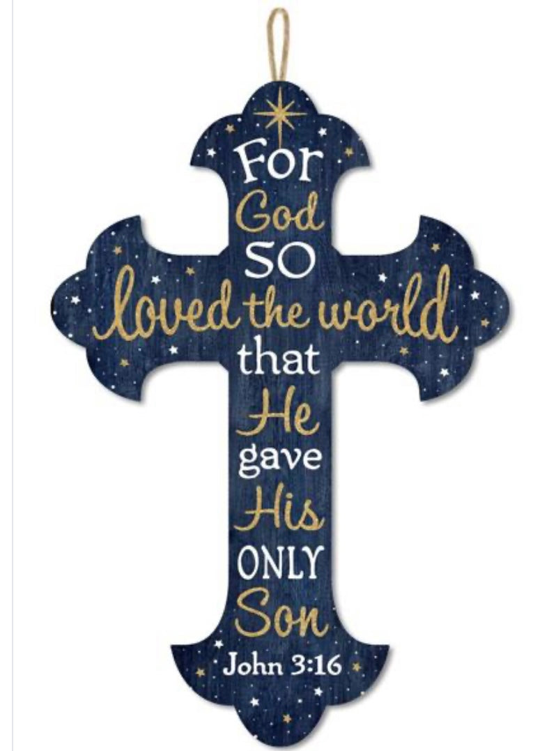 16”x11” Cross For God So Loved The World Wreath Sign