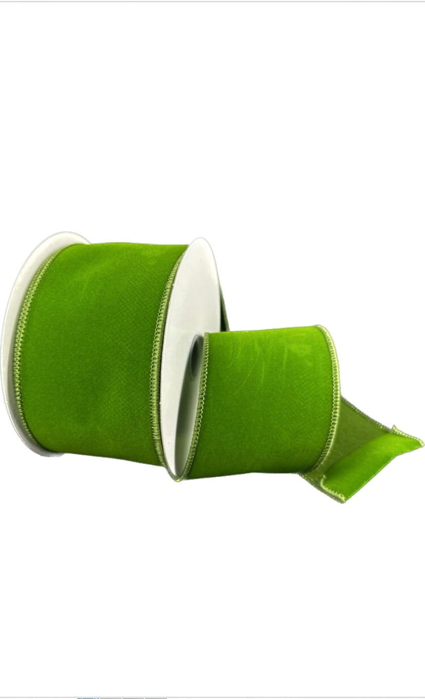 Wired Moss Green Flat Velvet Ribbon-2.5”x10 Yards