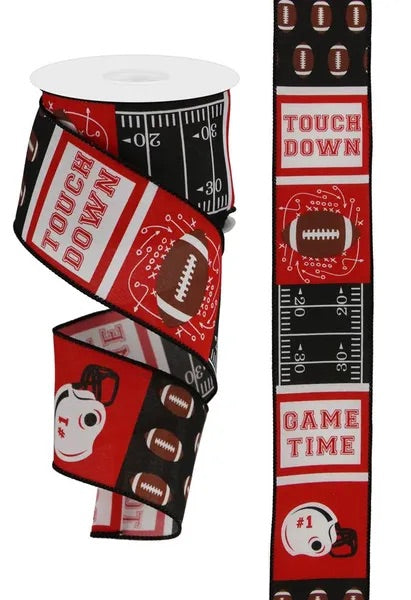 Wired Red and Black Football Ribbon-2.5”x 10 Yards